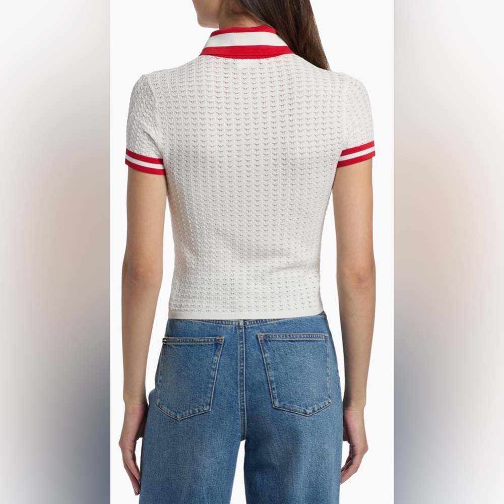 Alice + Olivia Martha Pointelle Polo Shirt - Picture 4 of 8